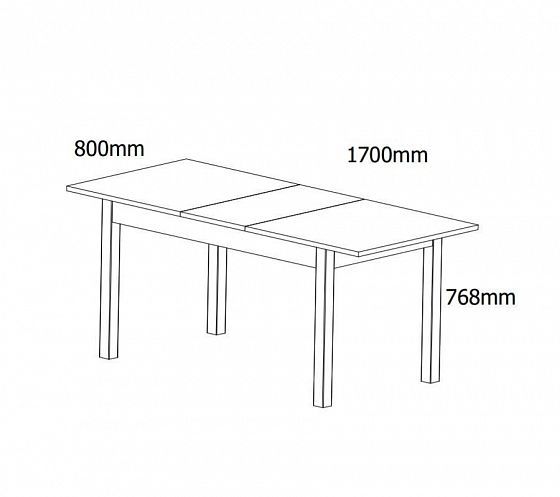 Стол обеденный"LOFT" (Лофт) STO 130/170 раздвижной - В разложенном виде, схема