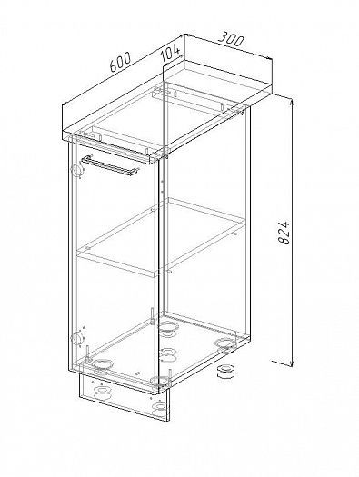 Модуль нижний "Латте" Арт. МН 30 (без столешницы) - схема