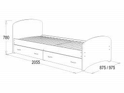 Кровать-6 "Фант" с двумя выкатными ящиками 800*2000