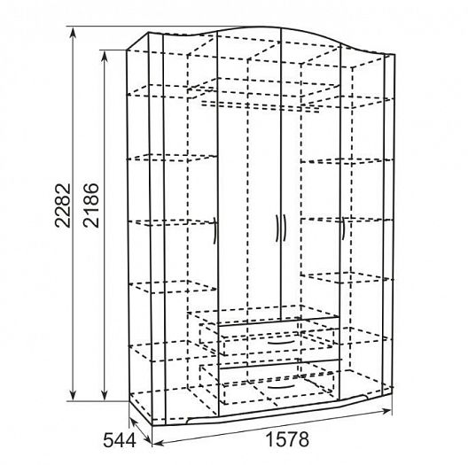 Шкаф для одежды 4-х дв. с ящик. без зеркала "Виктория" №2 - Схема