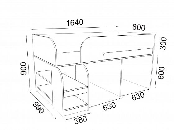 Кровать-чердак Астра 9/6 - Кровать чердак Астра 9/6 - схема