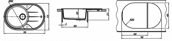 Мойка врезная "Лотос-780" Арт. 20.295.С0780 - Мойка врезная "Лотос-780" - схема
