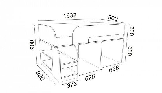 Кровать-чердак Астра 9/7 - Кровать чердак Астра 9/7 - схема