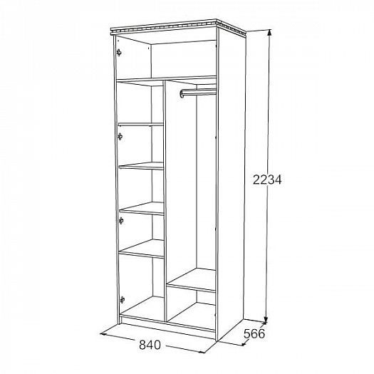 Шкаф 2-х дверный для одежды и белья "Ольга-13", схема