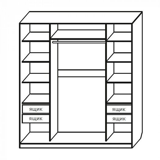 Шкаф-купе "Юлия" (2200 мм) - Стандартное внутреннее наполнение