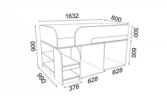 Кровать-чердак Астра 9/8 - Кровать чердак Астра 9/8 - схема