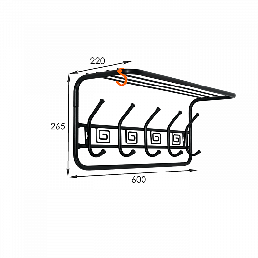 Вешалка с полкой "Ажур 60" - Вешалка с полкой "Ажур 60", размеры